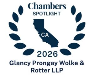 Chambers USA California Spotlight Guide 2026 ranking badge for Glancy Prongay Wolke & Rotter LLP