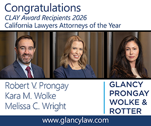 Glancy Prongay Wolke & Rotter Litigation Lawyers Honored by the Daily Journal with California Lawyer of the Year Award (2026)