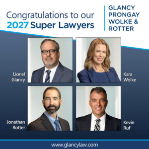 Lionel Glancy, Kara Wolke, Jonathan Rotter, and Kevin Ruf of Glancy Prongay Wolke & Rotter LLP, selected to the 2027 Southern California Super Lawyers list